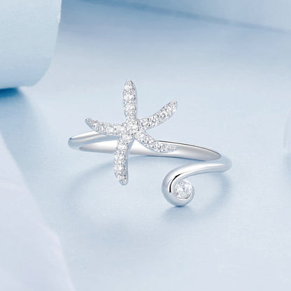 “Starlit Tide” S925 Sterling Silver Open Ring
