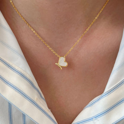 “Butterheart” S925 Sterling Silver Mother-of-Pearl Butterfly Necklace