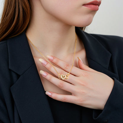 “Infinity Heart” 925 Sterling Silver Pavé Heart Necklace