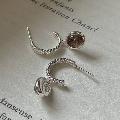 "Autumn Aura" 925 Sterling Silver Oval Rutilated Quartz Earrings