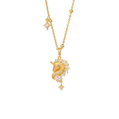 “Celestial Unicorn” S999 Fine Silver Unicorn Pendant Necklace
