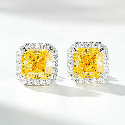 “Canary Ice” S925 Sterling Silver Yellow Radiant-Cut Jewelry Set