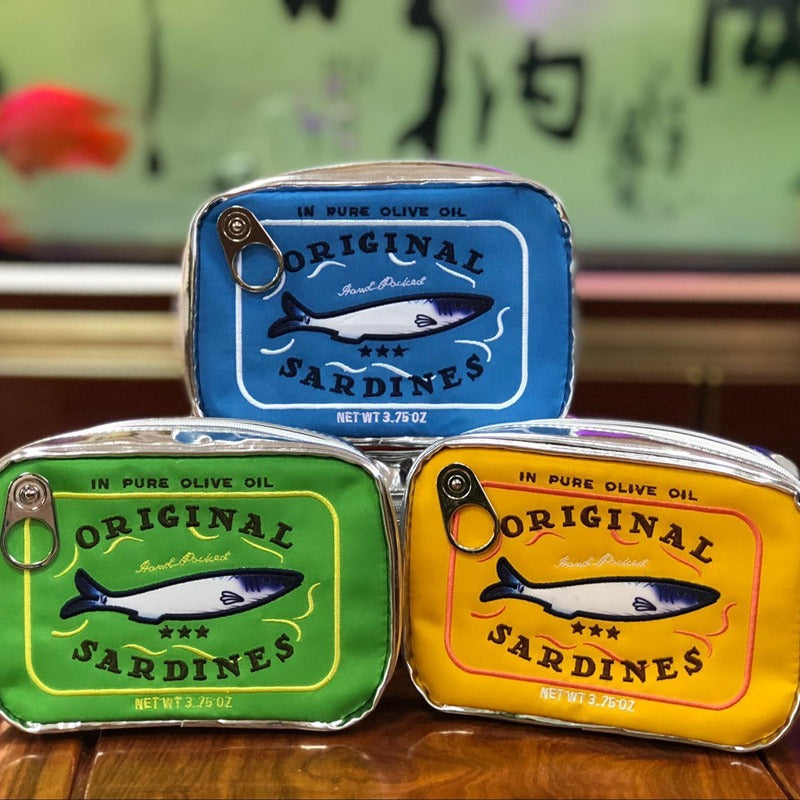 Sardine Tin Cosmetic Bag – Large Capacity Novelty PU Leather Makeup Pouch