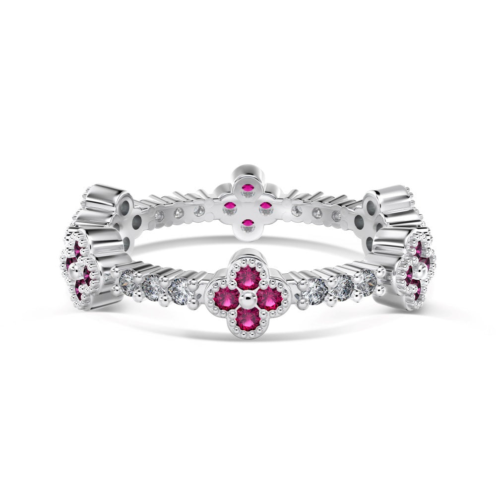 “Clover Éclat” S925 Sterling Silver Zircon Clover Ring