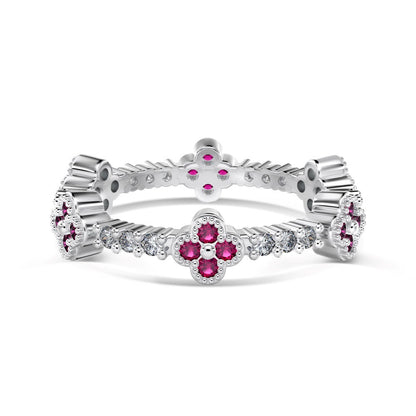 “Clover Éclat” S925 Sterling Silver Zircon Clover Ring