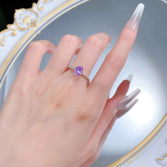“Lavender Poise” 925 Sterling Silver Oval Lavender Solitaire Ring