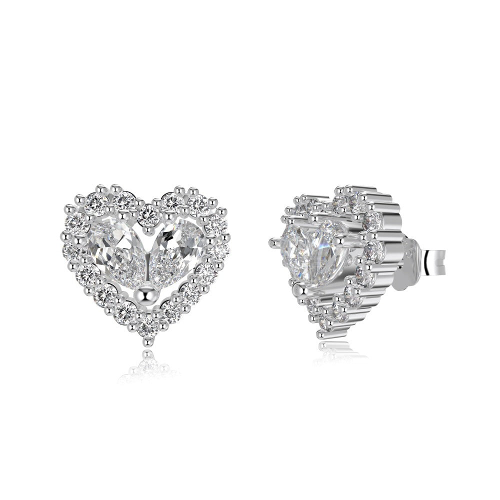 "Twin Hearts" 925 Sterling Silver Heart-Cut Zircon Jewelry Set