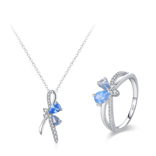 “Azure Flutter” S925 Sterling Silver Butterfly Set