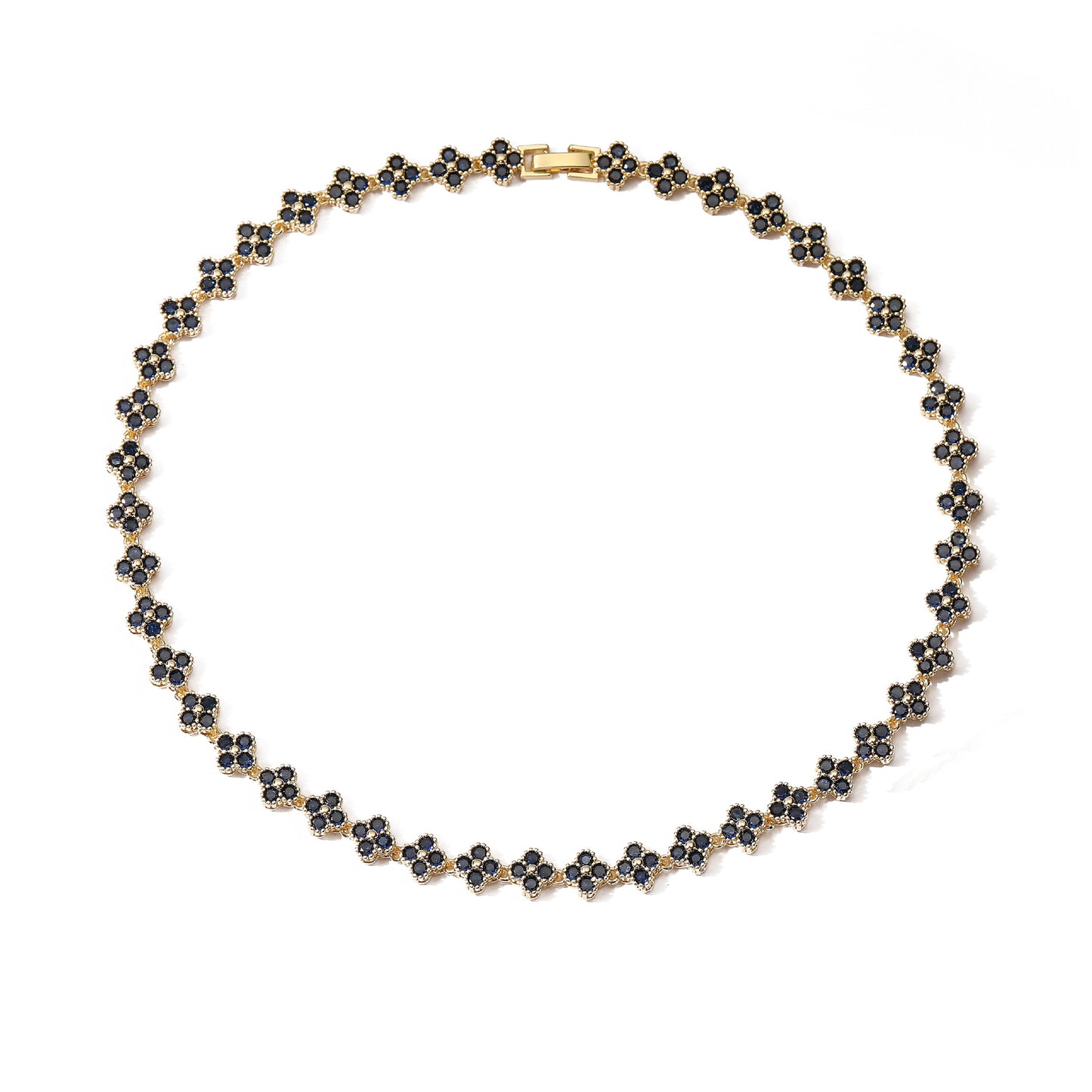 Clover Royale Brass 18K Gold-Plated 3A Zircon Floral Necklace & Bracelet Set