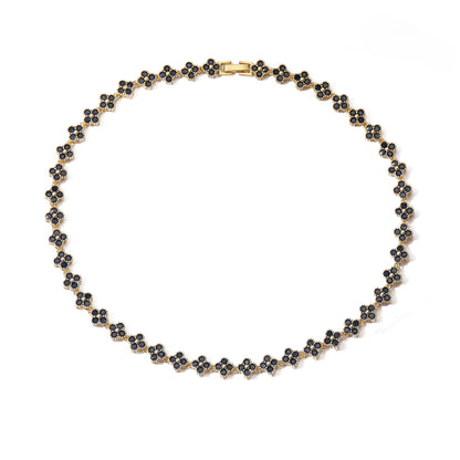 Clover Royale Brass 18K Gold-Plated 3A Zircon Floral Necklace & Bracelet Set