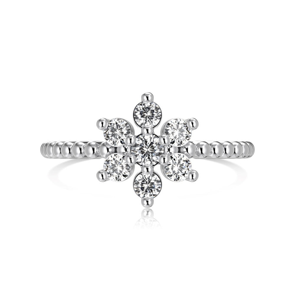 “Frost Étoile” S925 Sterling Silver Snowflake Zircon Jewelry Set (Necklace, Earrings & Ring)