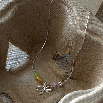"Colorful Bow" 925 Sterling Silver Necklace