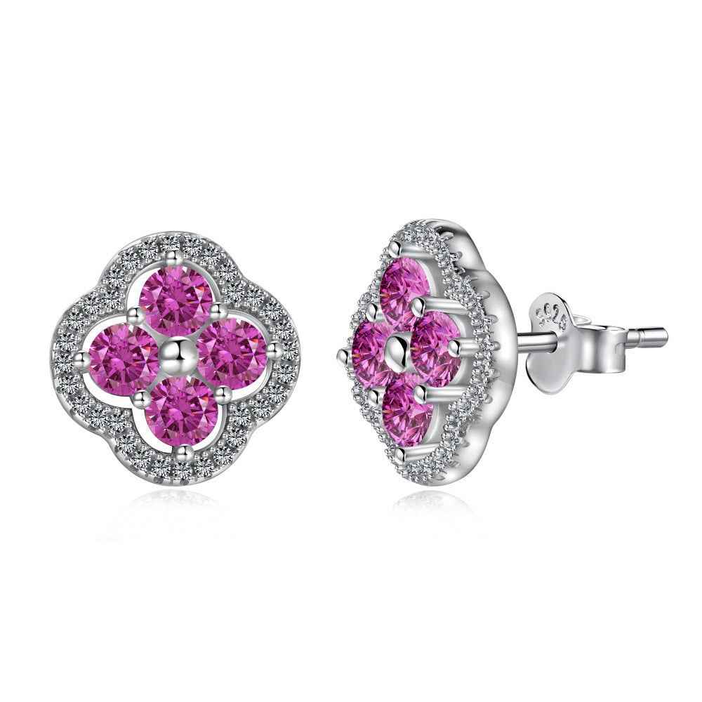 “Everluck Petal” 925 Sterling Silver Four-Petal Zircon Jewelry Set