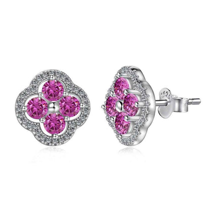 “Everluck Petal” 925 Sterling Silver Four-Petal Zircon Jewelry Set