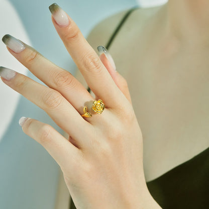 “Spinning Rose” 925 Sterling Silver Rotating Open Ring