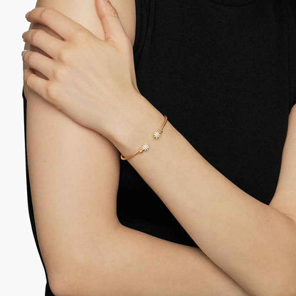 "Celestial Glow" 925 Sterling Silver Starburst Twist Bangle