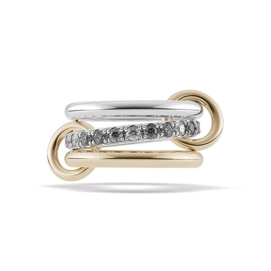 "Midnight Trio" 925 Sterling Silver Linked Triple-Band Ring