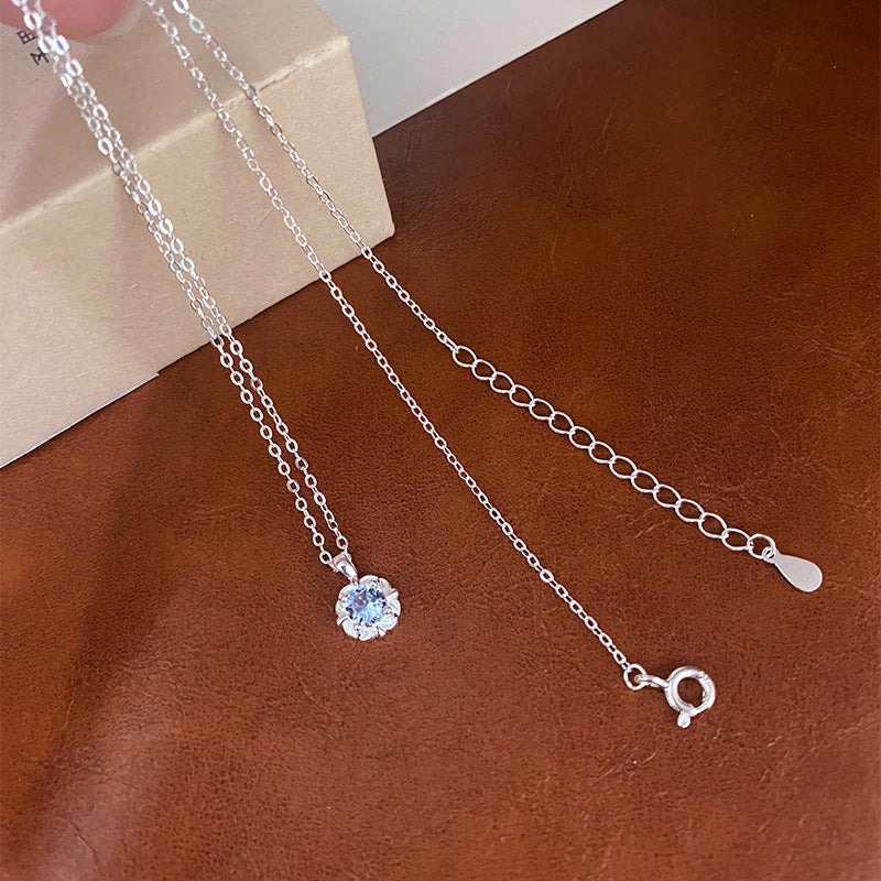"Blue Blossom" 925 Sterling Silver Necklace & Ring Set
