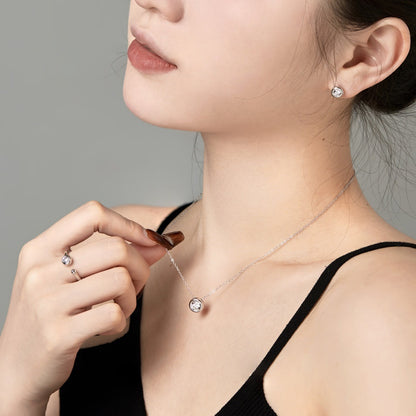 “Lumière Solitaire” S925 Sterling Silver Zircon Jewelry Set