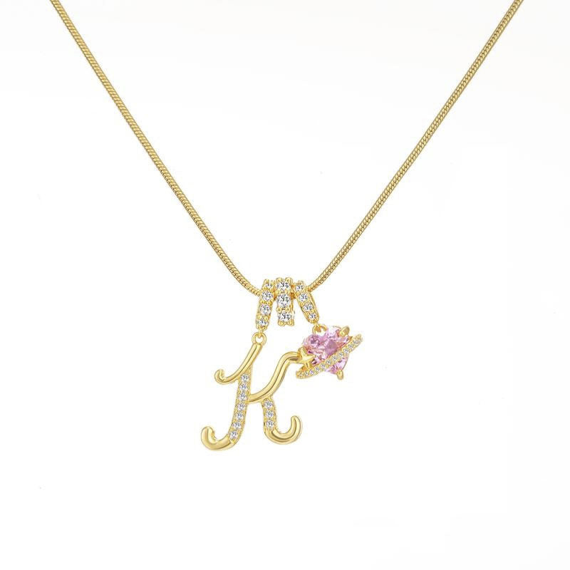 “Celestial Initial” Gold Plated Brass Alphabet Pendant Necklace
