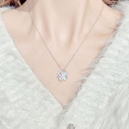 “Dream Clover” S925 Sterling Silver Opal Four-Leaf Clover Necklace
