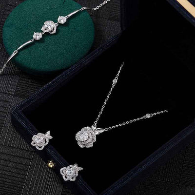 “Rose Éternelle” 925 Sterling Silver Moissanite Jewelry Set