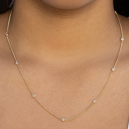 “Dainty Aura” S925 Sterling Silver Zircon Station Necklace
