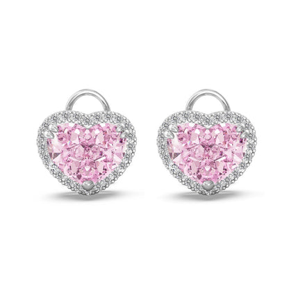 "Crystal Pink Heart" S925 Sterling Silver Jewelry Set