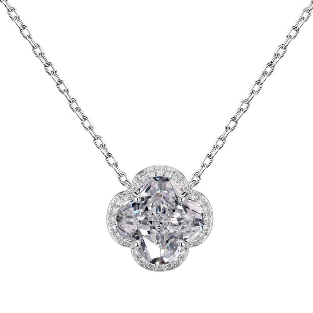 “Clover Brilliance” S925 Sterling Silver Pavé Clover Jewelry Set (Necklace, Earrings & Ring)