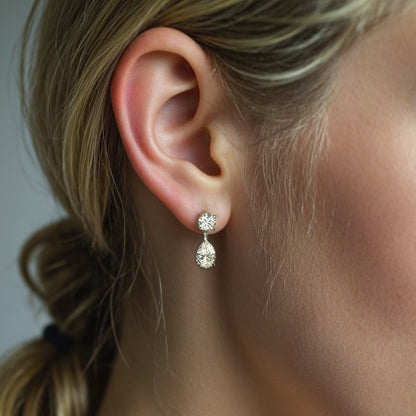 “Aurielle Drop” 925 Sterling Silver Micro Pavé Teardrop Stud Earrings