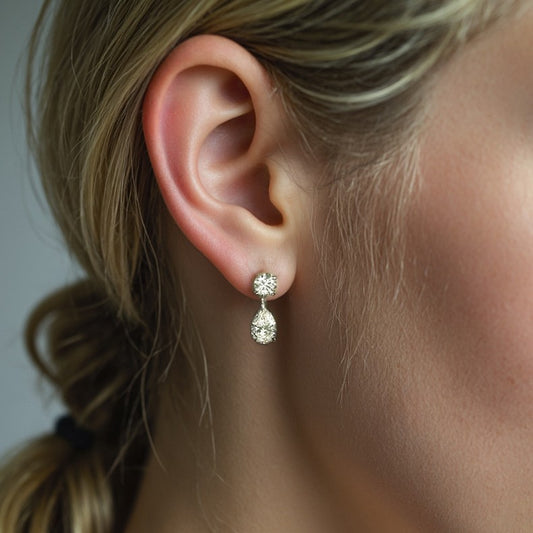 “Aurielle Drop” 925 Sterling Silver Micro Pavé Teardrop Stud Earrings