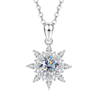 “Sunflare Bloom” 14K Gold Plated Brass 1CT Moissanite Sunflower Necklace