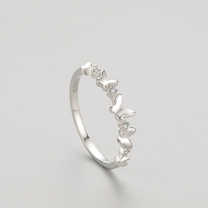 “Luna Flutter” 925 Sterling Silver Pavé Butterfly Ring