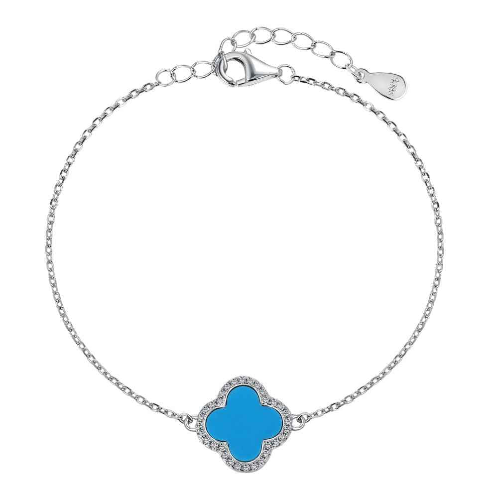 “Lucky Clover Élite” S925 Sterling Silver Pavé Clover Bracelet