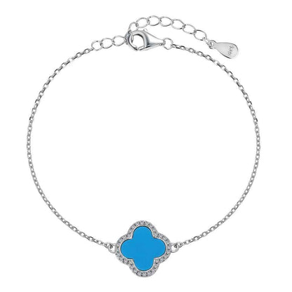 “Lucky Clover Élite” S925 Sterling Silver Pavé Clover Bracelet