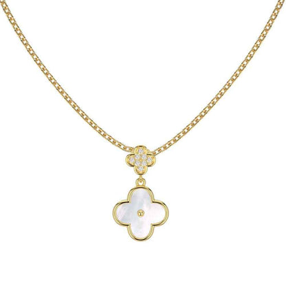 “Clover Grace” S925 Sterling Silver Mother-of-Pearl Necklace