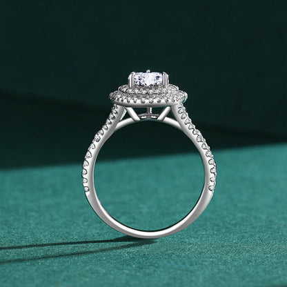 “Royal Heart Halo” 925 Sterling Silver Statement Ring