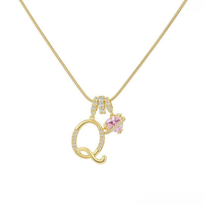 “Celestial Initial” Gold Plated Brass Alphabet Pendant Necklace
