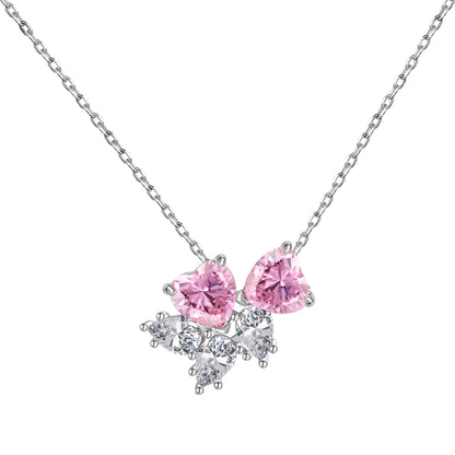 “Rouge Vow” S925 Sterling Silver Heart Zircon Jewelry Set (Necklace & Earrings)