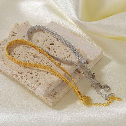 "Woven Gleam" 925 Sterling Silver Textured Chain Bracelet