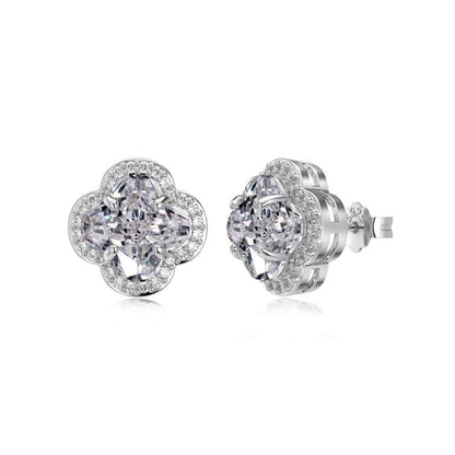 “Clover Brilliance” S925 Sterling Silver Pavé Clover Jewelry Set (Necklace, Earrings & Ring)