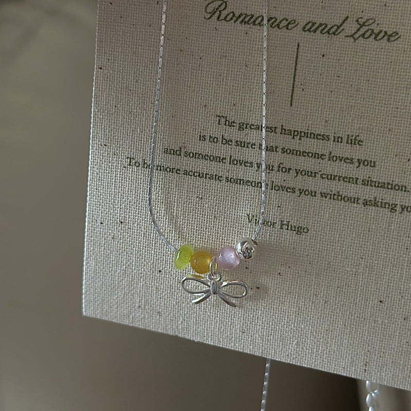 "Colorful Bow" 925 Sterling Silver Necklace
