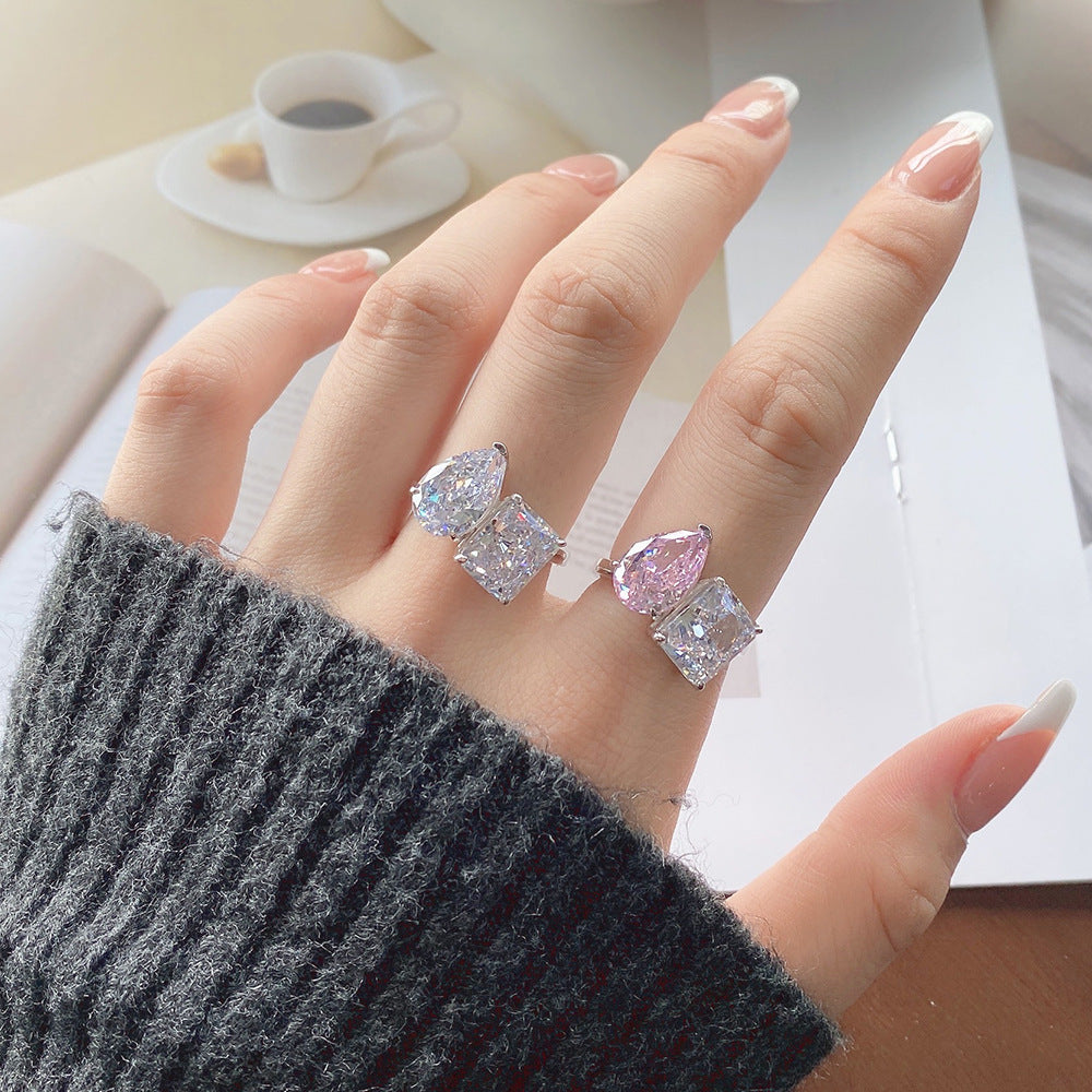 "Strahlendes Duo" 925 Sterling Silber Ring 