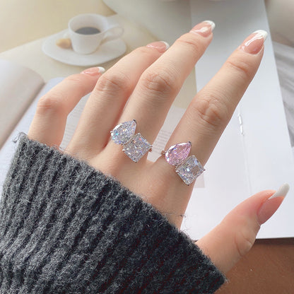 "Strahlendes Duo" 925 Sterling Silber Ring 