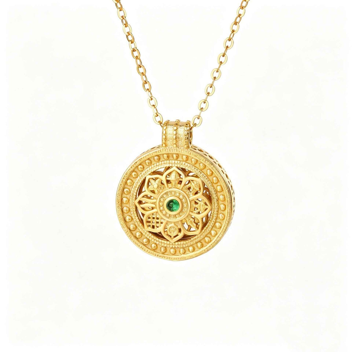 “Fortune Compass” S925 Sterling Silver Rotating Medallion Necklace