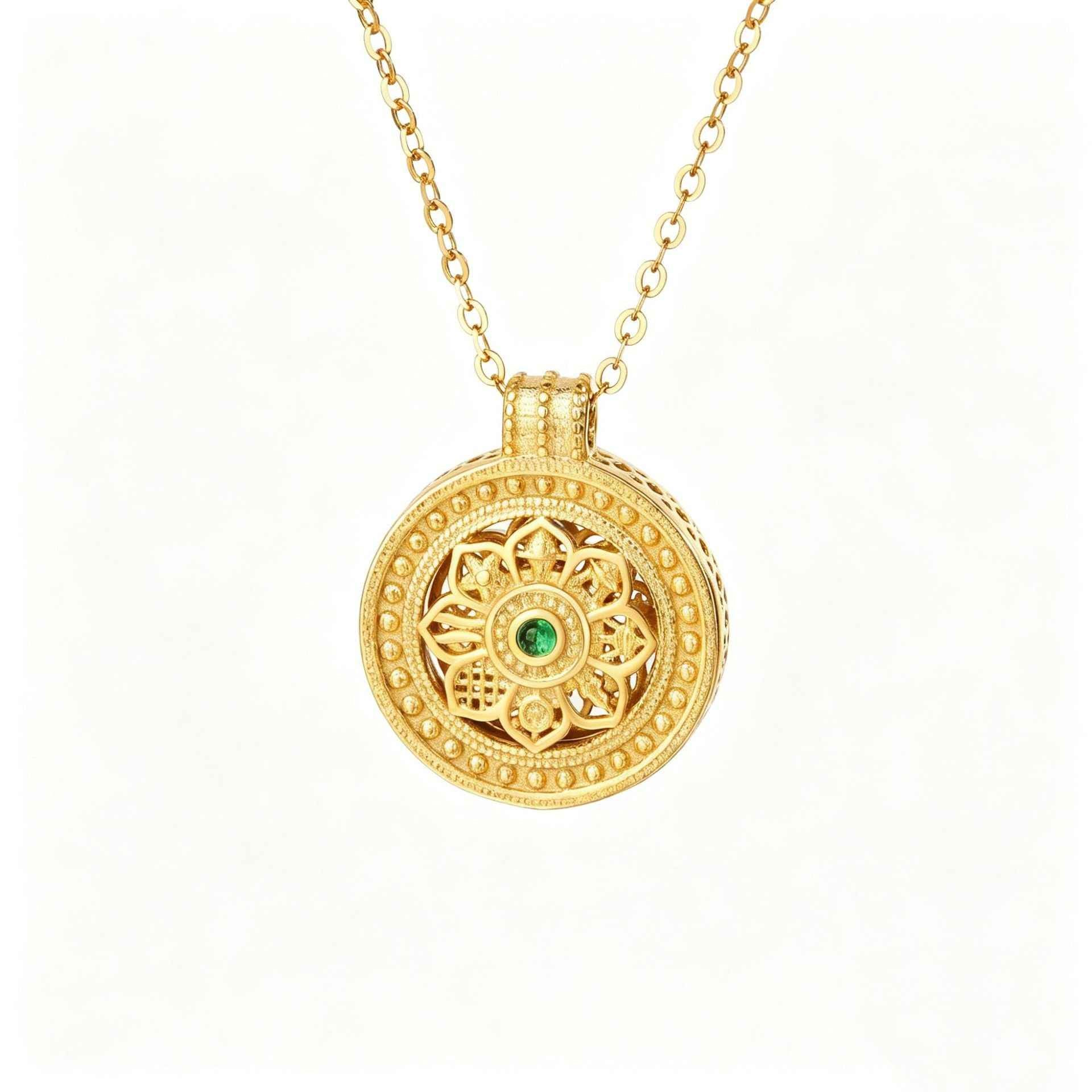 “Fortune Compass” S925 Sterling Silver Rotating Medallion Necklace