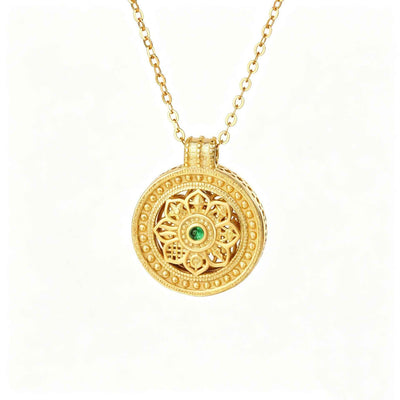 “Fortune Compass” S925 Sterling Silver Rotating Medallion Necklace