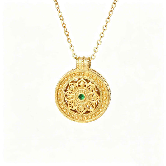 “Fortune Compass” S925 Sterling Silver Rotating Medallion Necklace