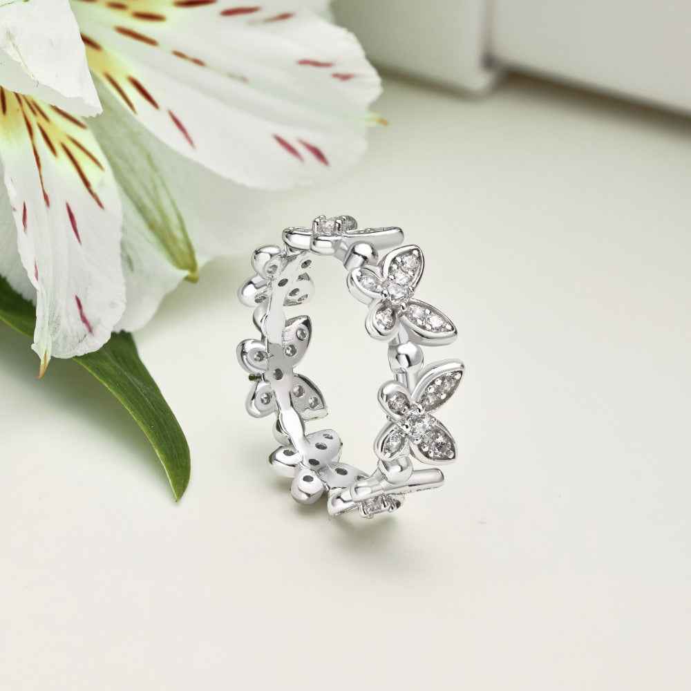 “Butterfly Gleam” 925 Sterling Silver Pavé Butterfly Ring