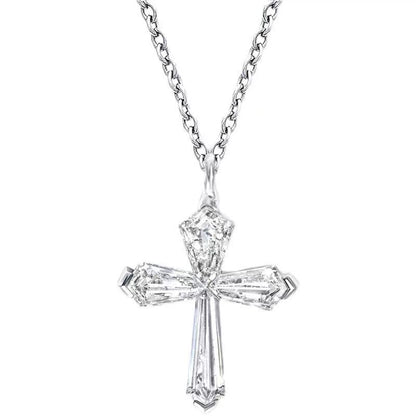 "Edgeless Cross" 925 Sterling Silver Necklace – Seamless Sparkle & Minimalist Faith